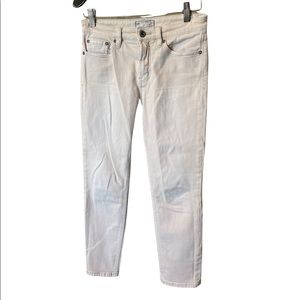 Free People Cream crop skinny jeans